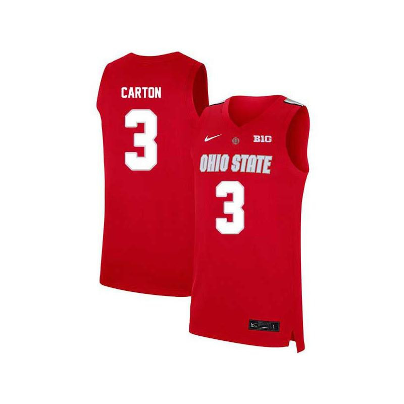 Men 3 DJ Carton Red Elite Ohio State Buckeyes Basketball Jersey