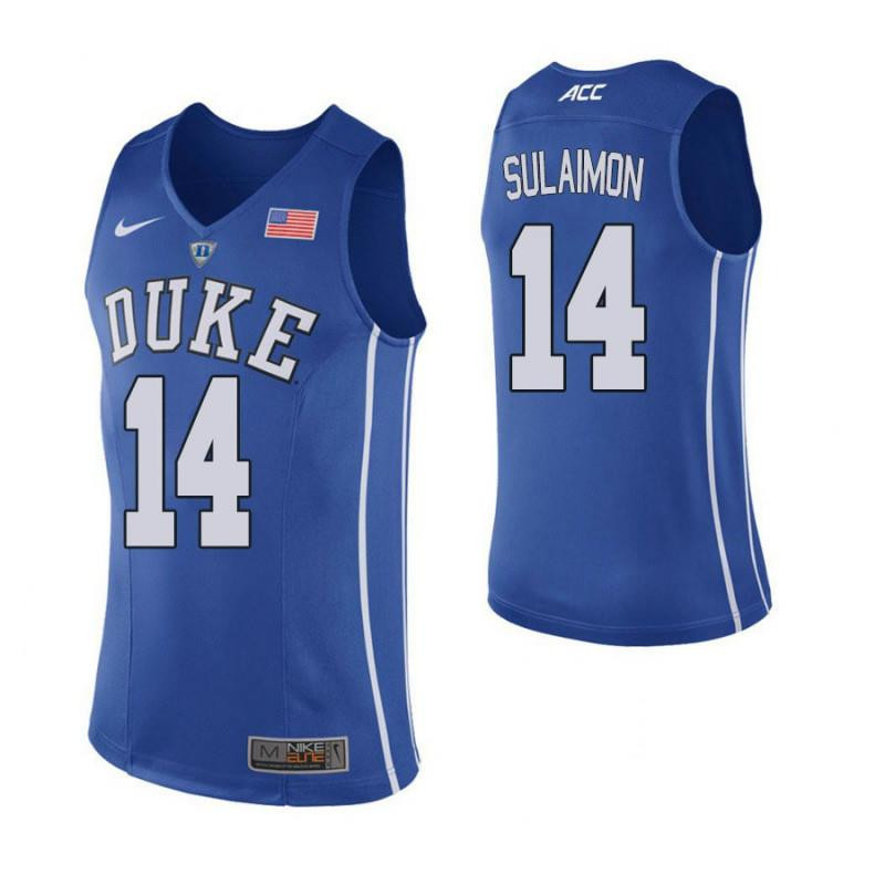Men 14 Rasheed Sulaimon Blue Elite Duke Blue Devils Basketball Jersey