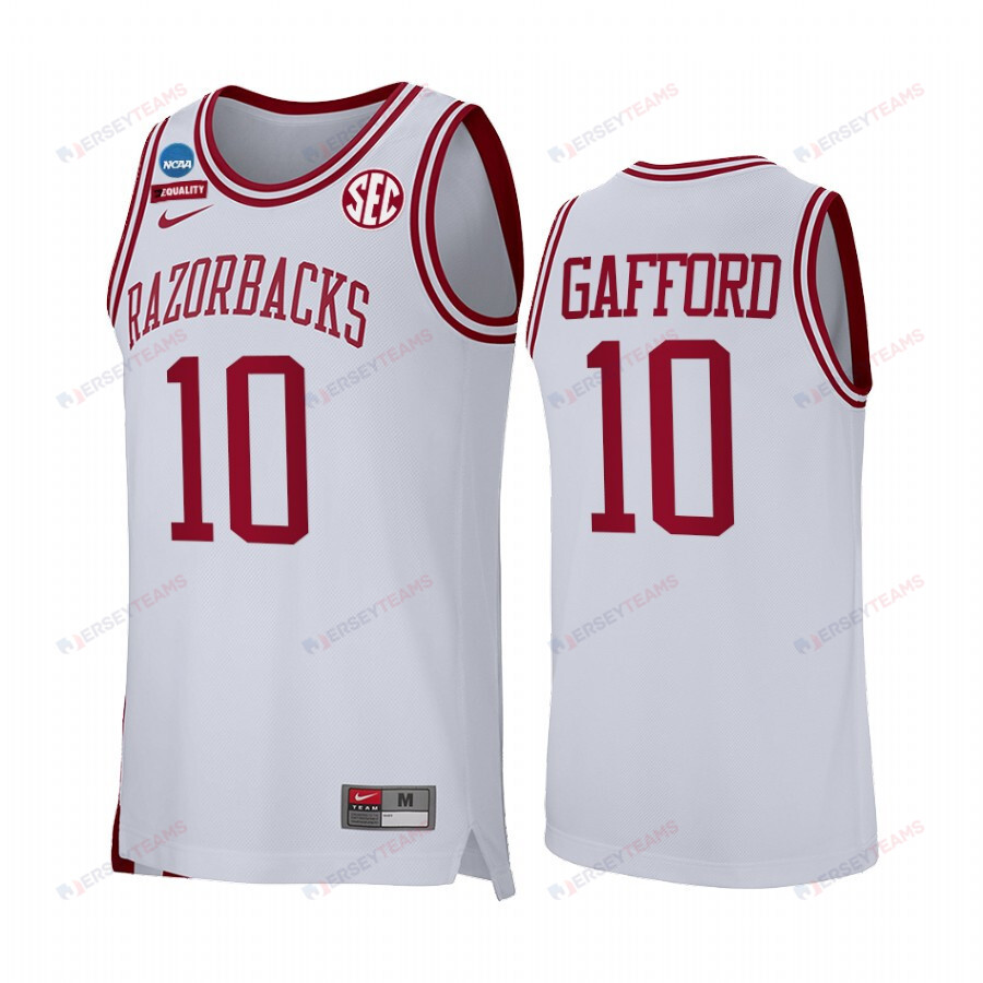 Daniel Gafford 10 Arkansas Razorbacks White Jersey Retro Basketball Alumni