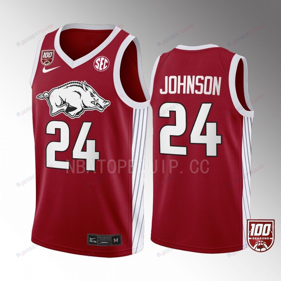 Joe Johnson 24 Arkansas Razorbacks Red Jersey 100 Season College Basketball