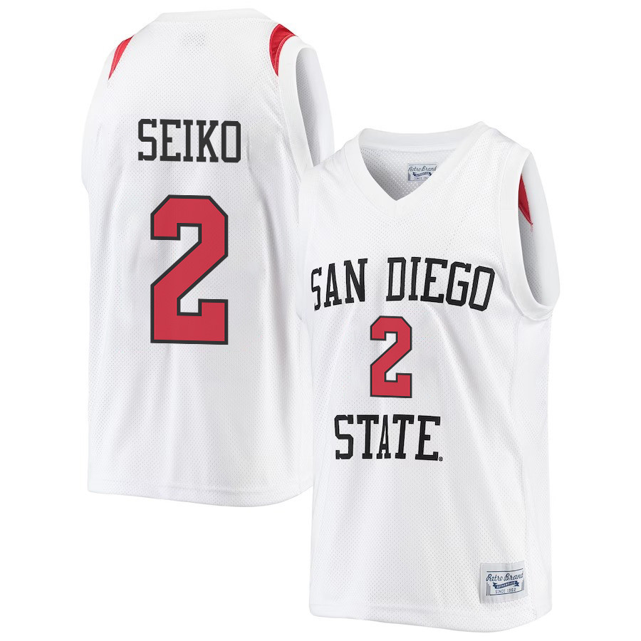 Adam Seiko 2 San Diego State Aztecs 2023 Basketball Jersey- Men White