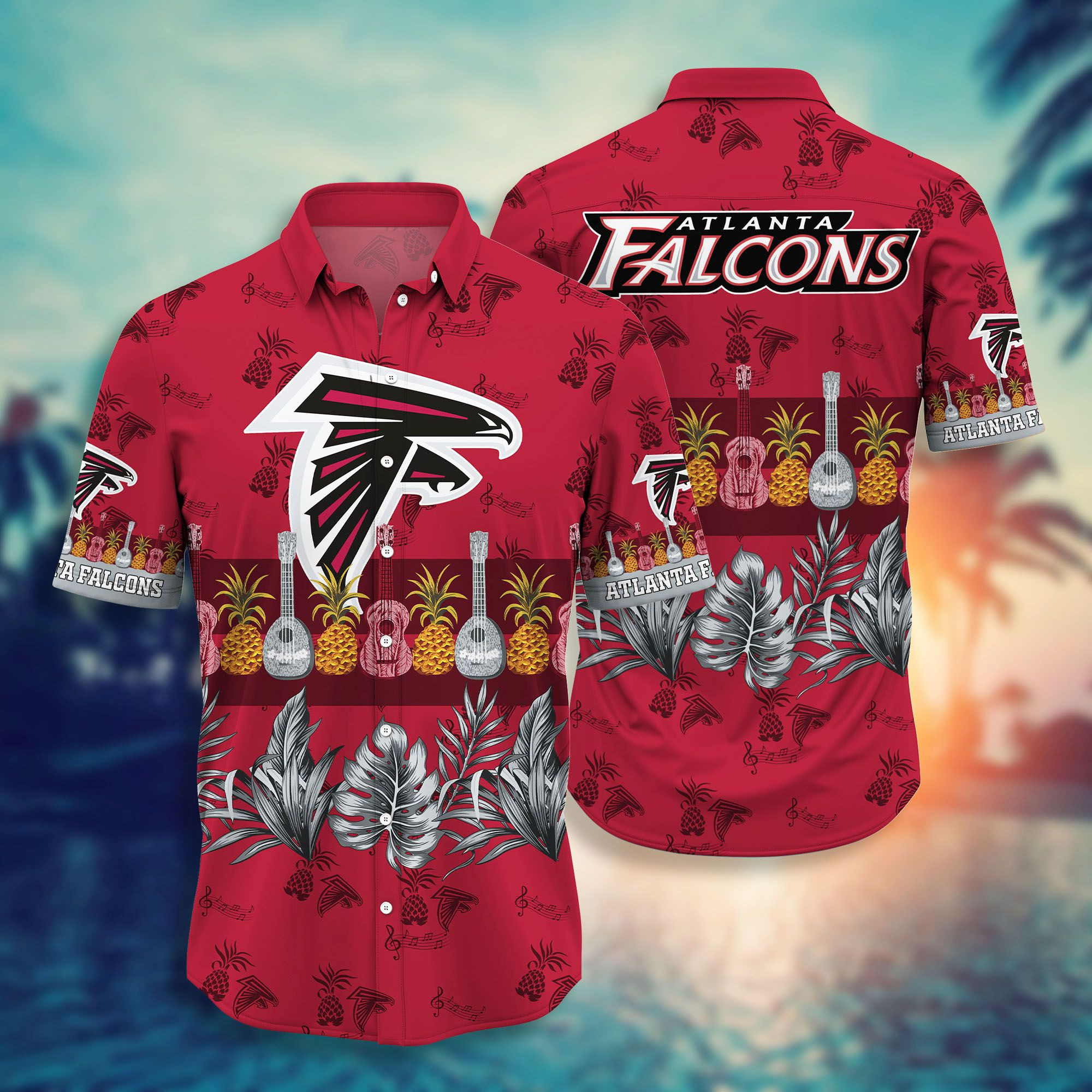 Atlanta Falcons Guitar And Pineapple – 3D Printed Hawaiian Shirt