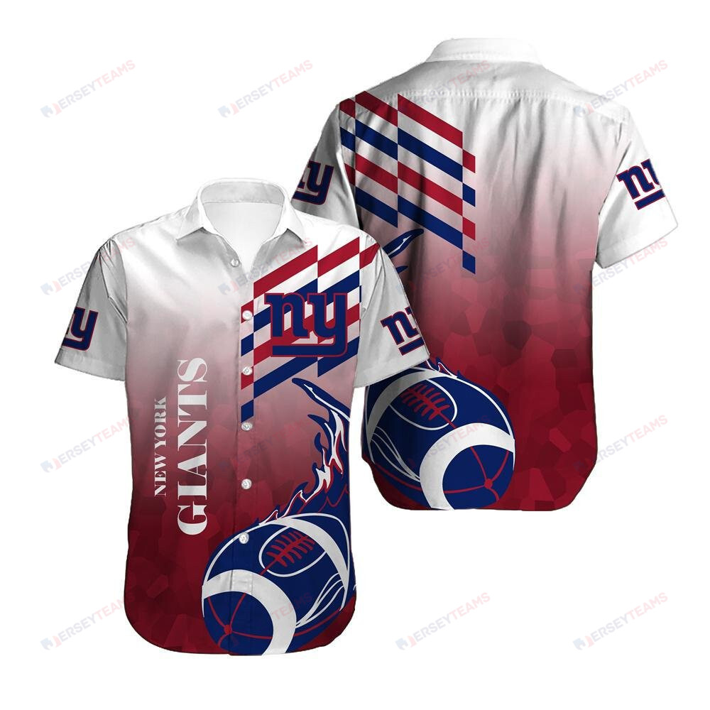 New York Giants Logo Blue FireBall – 3D Printed Hawaiian Shirt