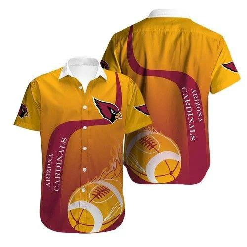 Arizona Cardinals Yellow Red Curved Hawaiian Shirt