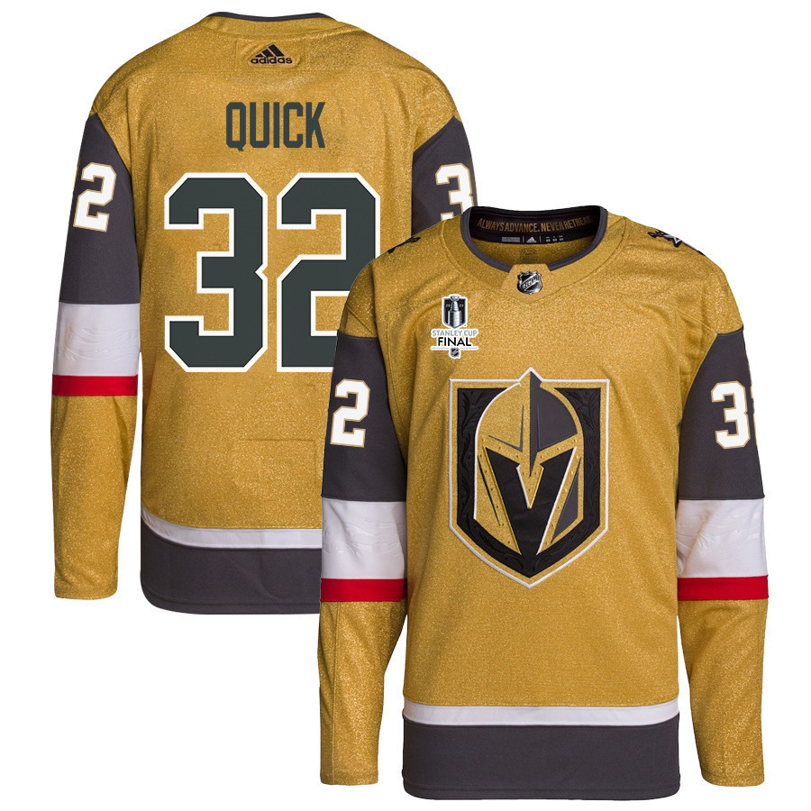 Jonathan Quick 32 Vegas Golden Knights Stanley Cup 2023 Final Patch Home Breakaway Men Jersey - Gold - All Over Printed