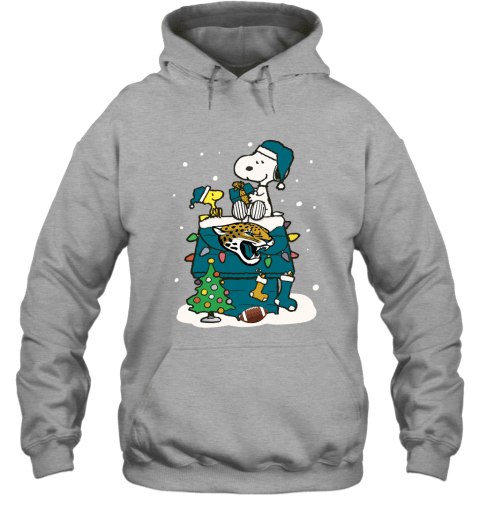 A Happy Christmas With Jacksonville Jaguars Snoopy Hoodie - Graphite Heather