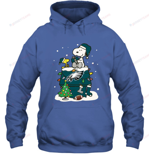 A Happy Christmas With Philadelphia Eagles Snoopy Hoodie - Royal