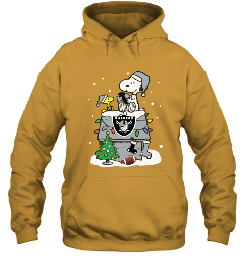 A Happy Christmas With Oakland Raiders Snoopy Hoodie - Gold