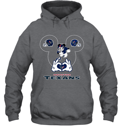 I Love The Texans Mickey Mouse Houston Texans Hoodie - Charcoal