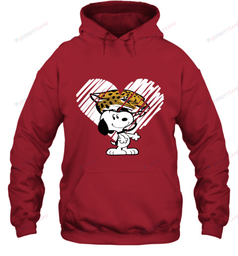 I Love Jacksonville Jaguars Snoopy In My Heart Hoodie - Red