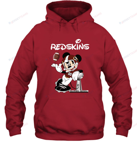Mickey Redskins Taking The Super Bowl Trophy Football Hoodie - Red