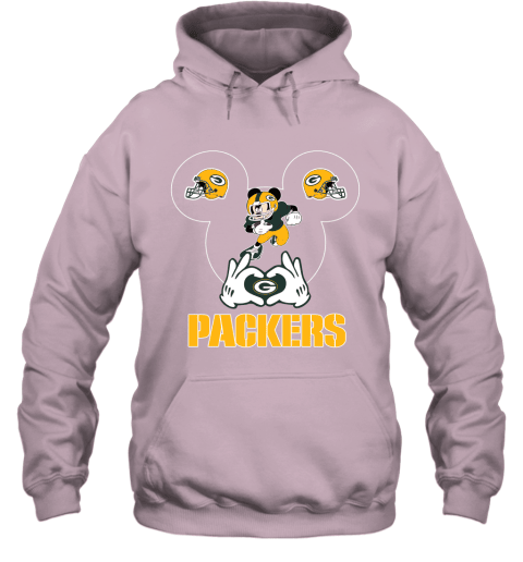 I Love The Packers Mickey Mouse Green Bay Packers Hoodie - Light Pink