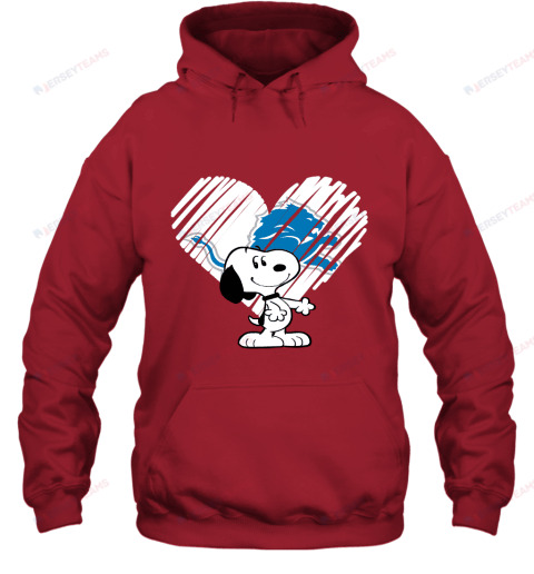 I Love Snoopy Detroit Lions In My Heart Hoodie - Red