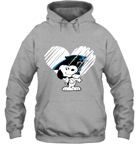 I Love Carolia Panthers Snoopy In My Heart NFL Hoodie - Graphite Heather