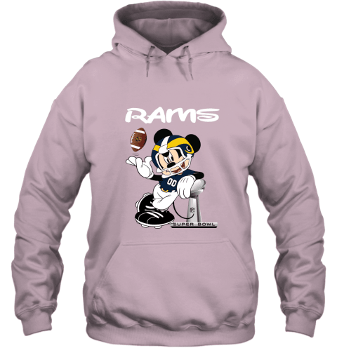 Mickey Rams Taking The Super Bowl Trophy Football Hoodie - Light Pink
