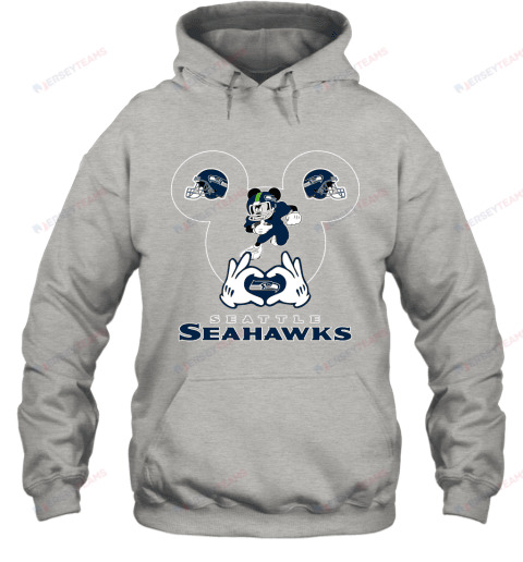 I Love The Seahawks Mickey Mouse Seattle Seahawks Hoodie - Grey