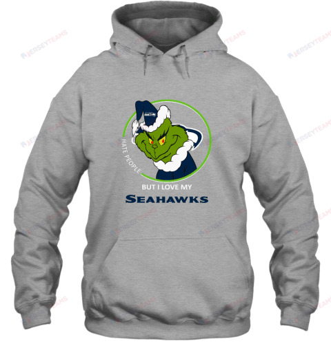 I Hate People But I Love My Seattle Seahawks Grinch NFL Hoodie - Graphite Heather