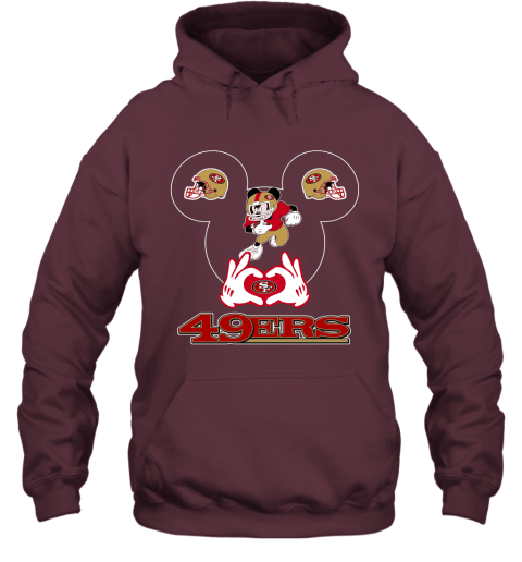 I Love The 49ers Mickey Mouse San Francisco 49ers Hoodie - Maroon