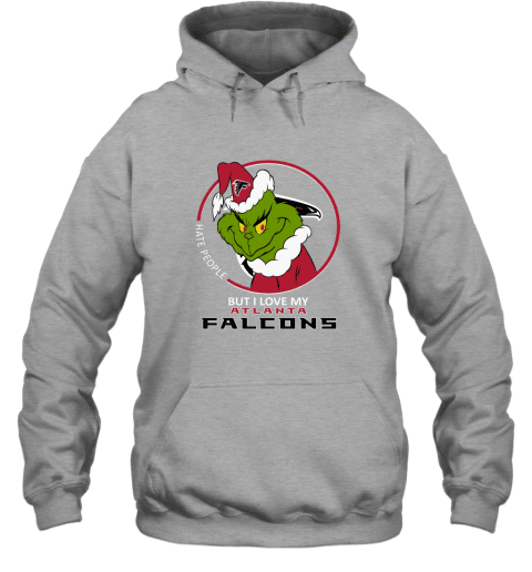 I Hate People But I Love My Atlanta Falcons Grinch Hoodie - Graphite Heather