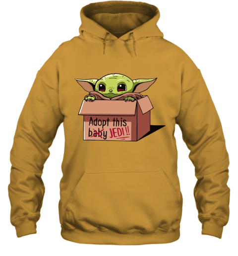 Baby Yoda In A Box Adopt This Baby Jedi Hoodie - Gold