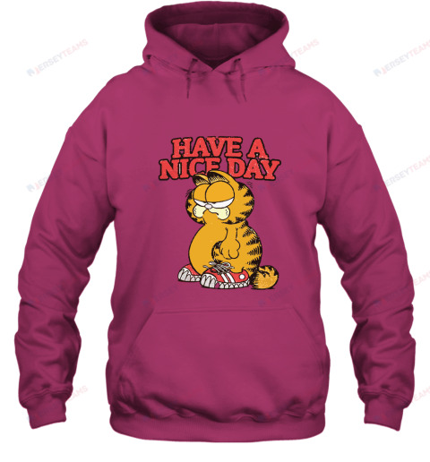 Grumpy Garfield Cat Have A Nice Day Hoodie - Heliconia