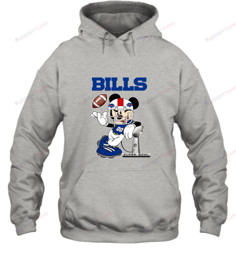 Buffalo Bills Mickey Mouse Disney  Football Hoodie - Grey