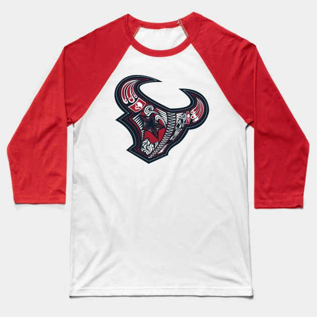 Dia De Los Houston Texans Raglan Three-Quarter Sleeve Baseball T-Shirt - White/Red