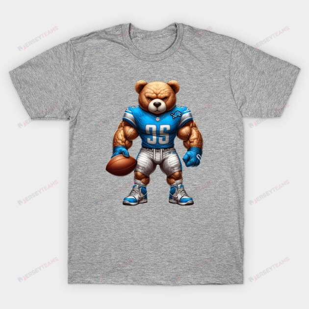 Detroit Lions Mascot Football Designed T-Shirt - Heather Grey