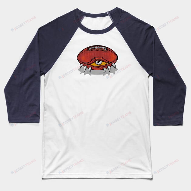 Monster Of American Football Raglan Three-Quarter Sleeve Baseball T-Shirt - White/Navy