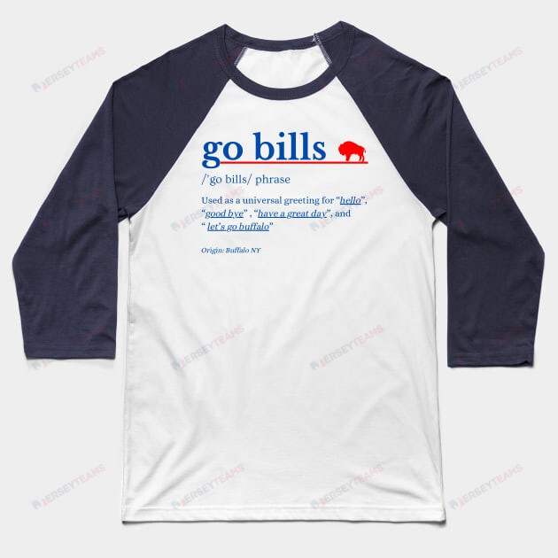 Go Bills Phrase Buffalo Bills Raglan Three-Quarter Sleeve Baseball T-Shirt - White/Navy