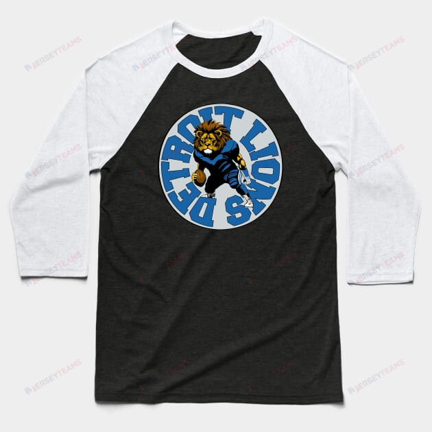 Detroit Lions Circle Version Raglan Three-Quarter Sleeve Baseball T-Shirt - Black/White