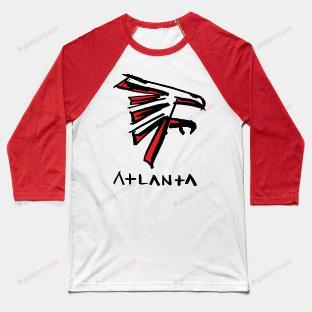 Atlanta Falcoooons Raglan Three-Quarter Sleeve Baseball T-Shirt - White/Red