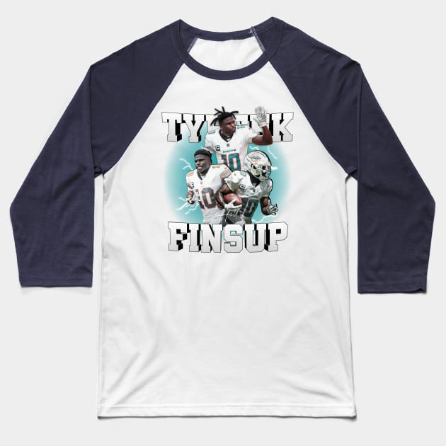 Tyreek Hill 10 Finsup Raglan Three-Quarter Sleeve Baseball T-Shirt - White/Navy