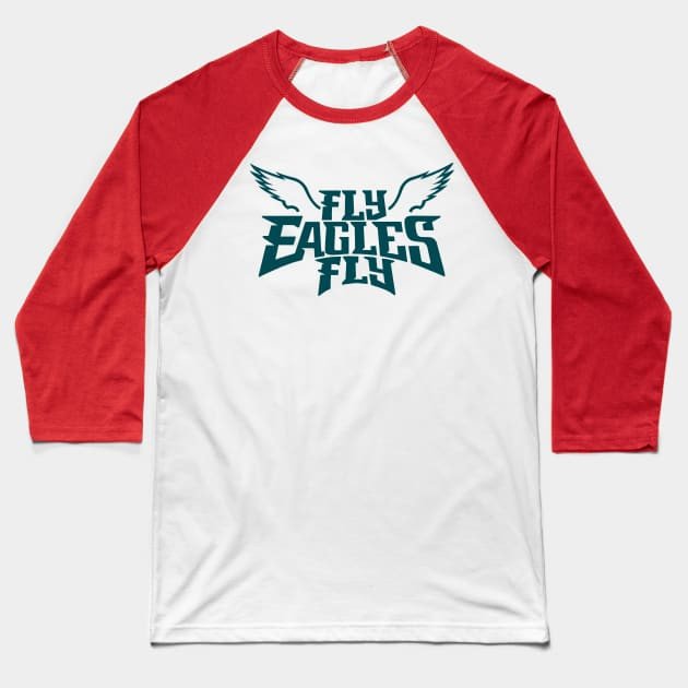 Fly Eagles Fly Raglan Three-Quarter Sleeve Baseball T-Shirt - White/Red