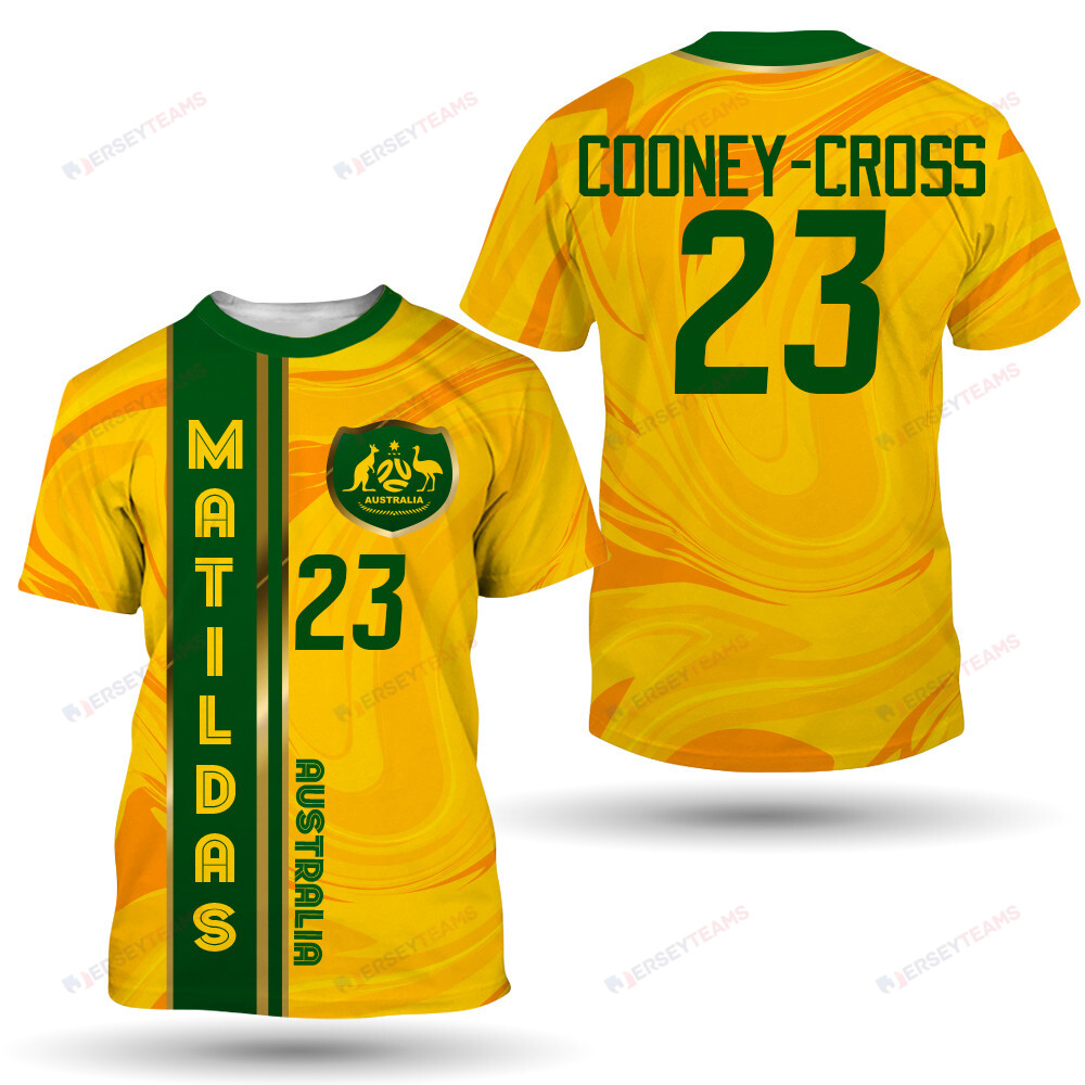 Kyra Cooney-Cross 23 Australia Matildas 2023/24 Women's National Football Team AOP T-Shirt - Yellow