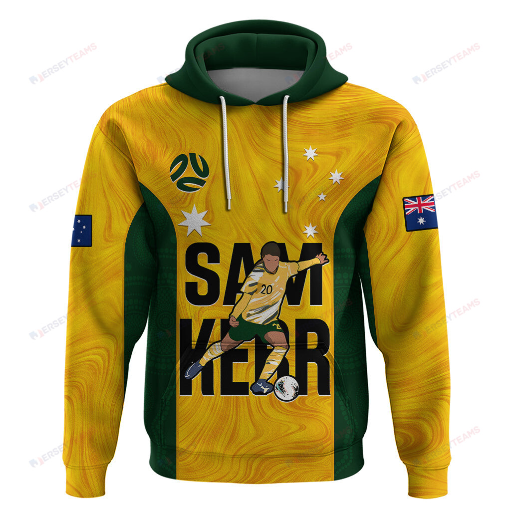 Sam Kerr Australia Soccer Matildas Proud 2023 World Cup All Over Printed Pullover Hoodie - Yellow