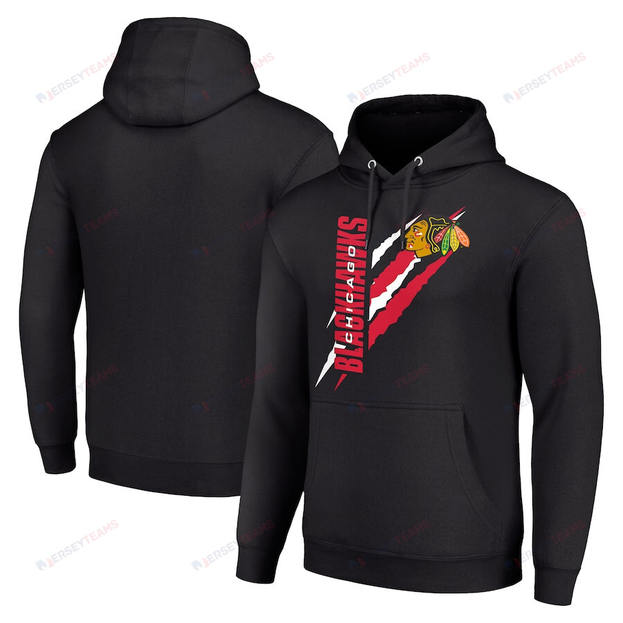 Chicago Blackhawks Color Scratch Pullover Hoodie - Black