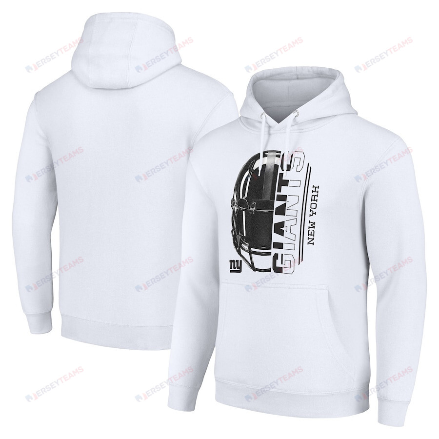 New York Giants Half Helmet Logo Pullover Hoodie - White