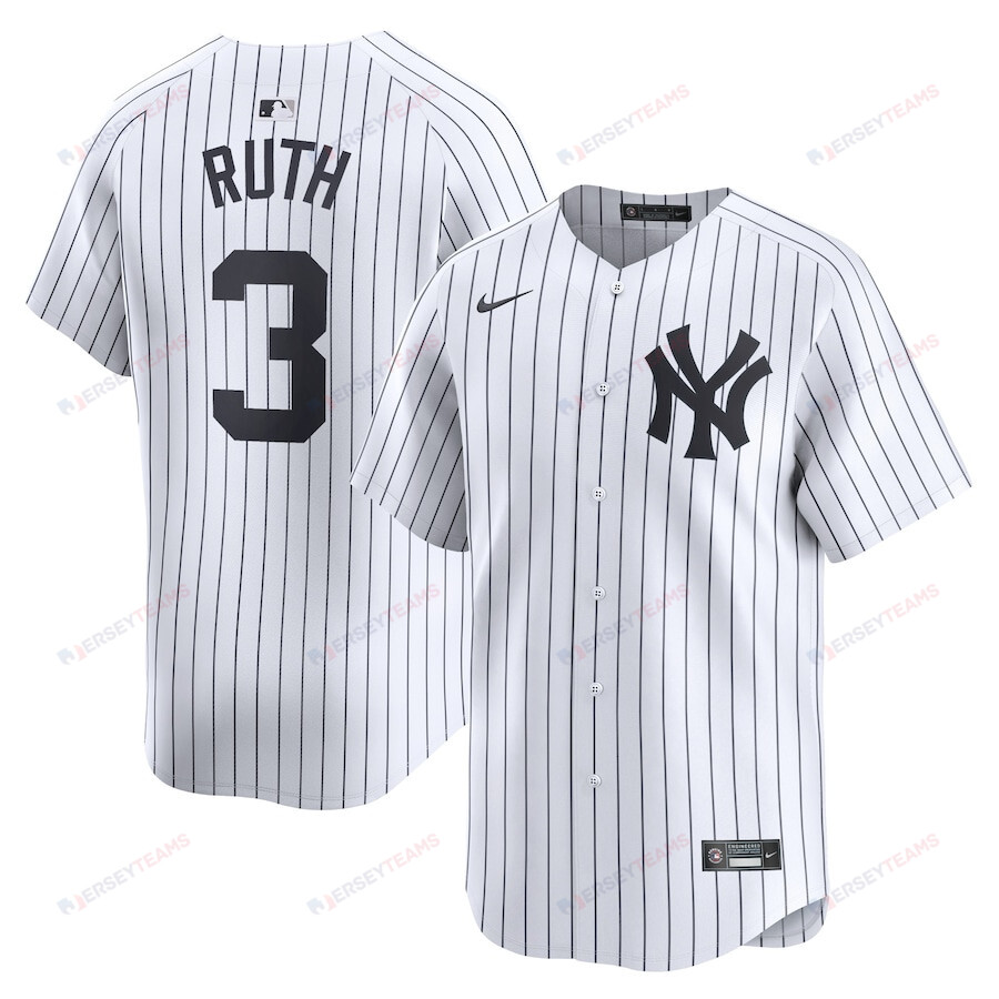 Babe Ruth 3 New York Yankees Home  Player Men Jersey - White