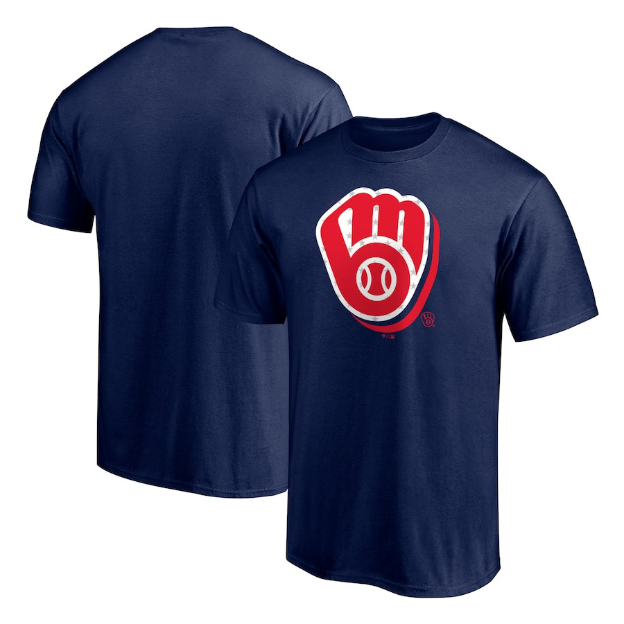 Milwaukee Brewers Red White & Team T-Shirt - Navy