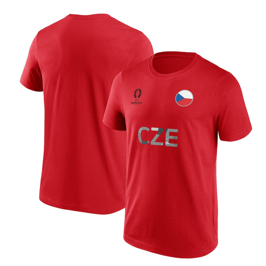 UEFA Euro 2024 Czech Republic Nation Flag Graphic T-Shirt - Red