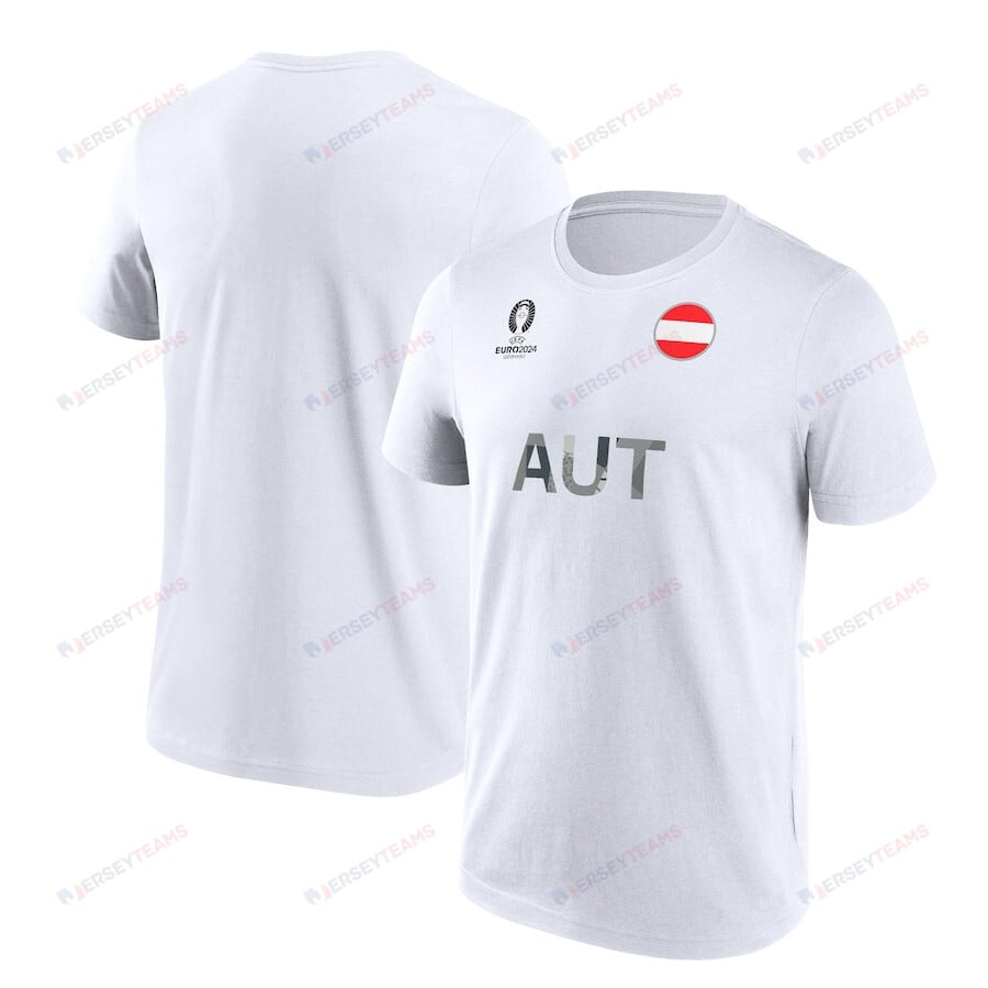 UEFA Euro 2024 Austria Nation Flag Graphic T-Shirt - White