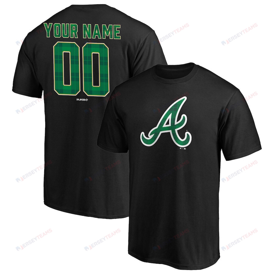 Atlanta Braves Emerald Plaid Custom Name & Number T-Shirt - Black