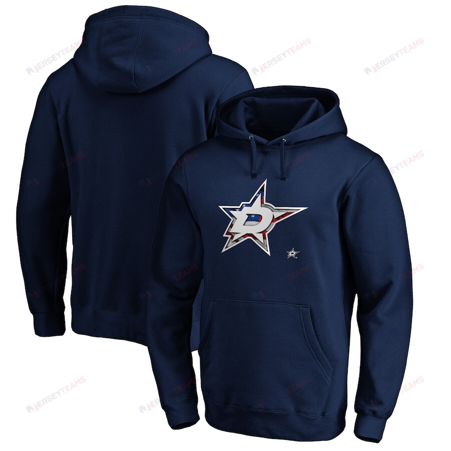Dallas Stars Banner Wave Logo Pullover Hoodie - Navy