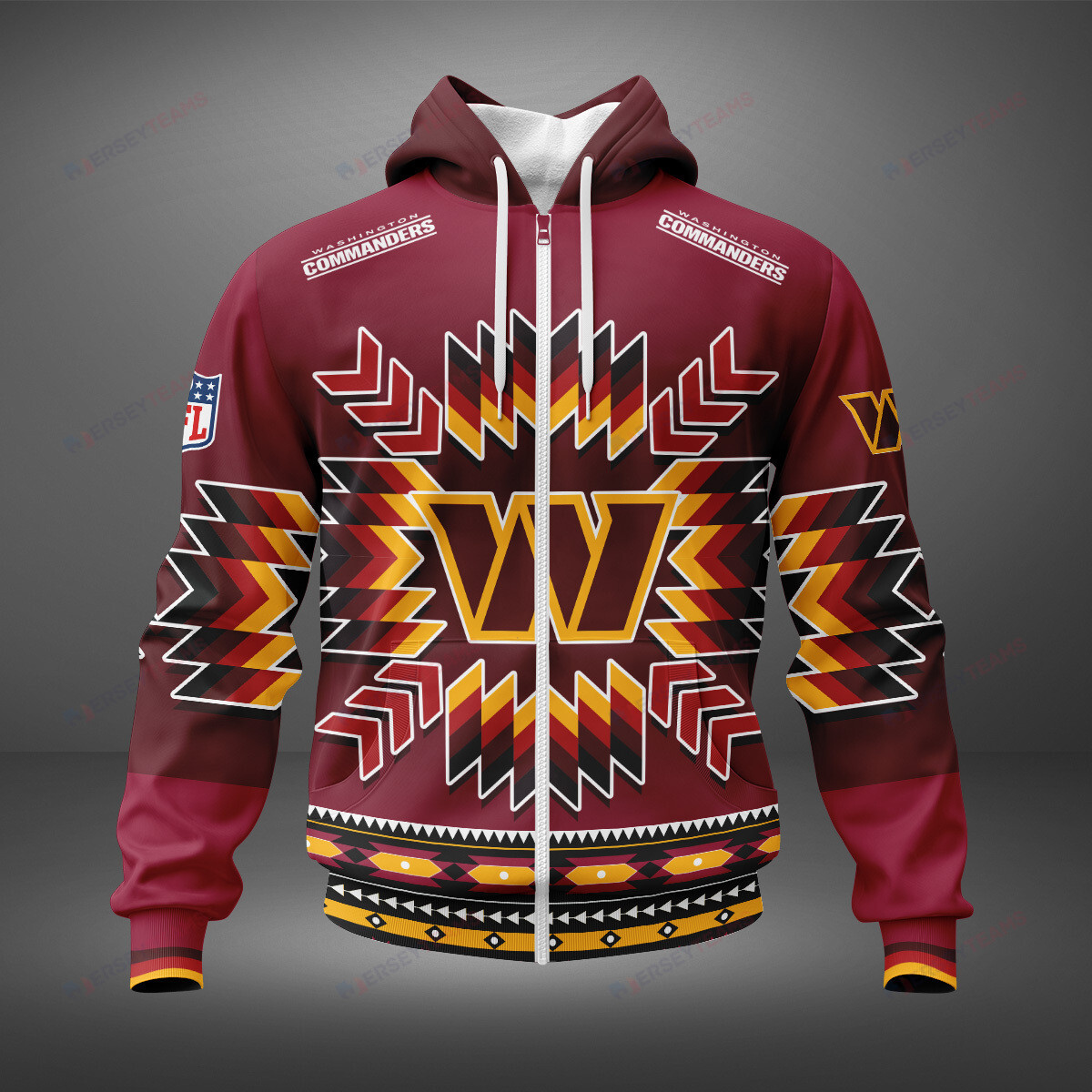 Washington Commanders Custom 3D Printed Ugly Zip Hoodie