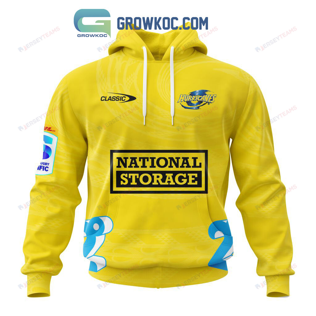 Wellington Hurricanes 2024 Home Super Rugby Fan Custom All Over Printed Pullover Hoodie - Yellow