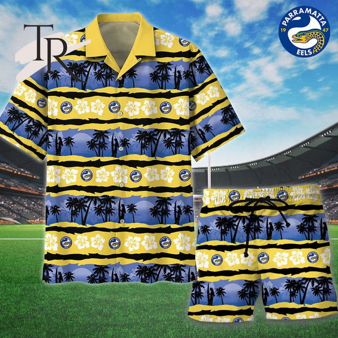 NRL Parramatta Eels Custom Name Number 3D Printed Hawaiian Shirt Set