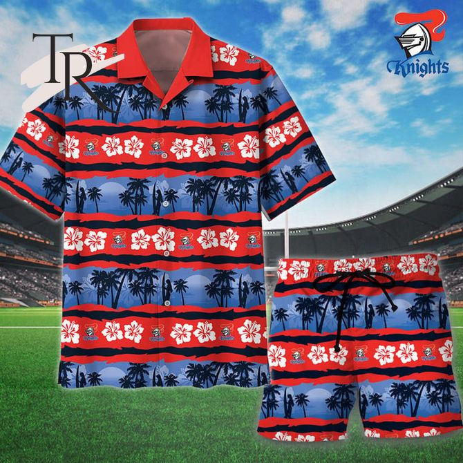 NRL Newcastle Knights Custom Name Number 3D Printed Hawaiian Shirt Set