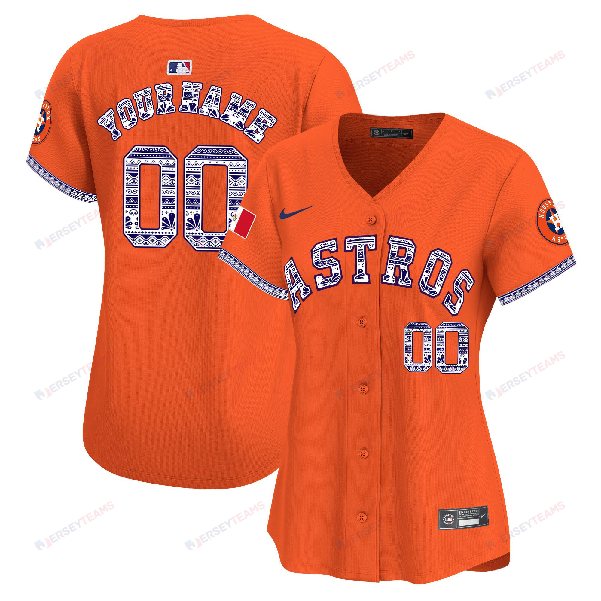 Houston Astros Mexico Custom Women Jersey - Orange