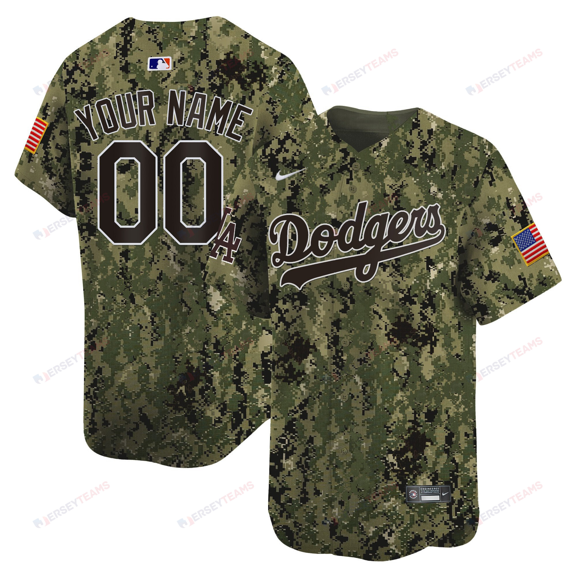Los Angeles Dodgers USMC Alternate  Custom Men Jersey - Woodland
